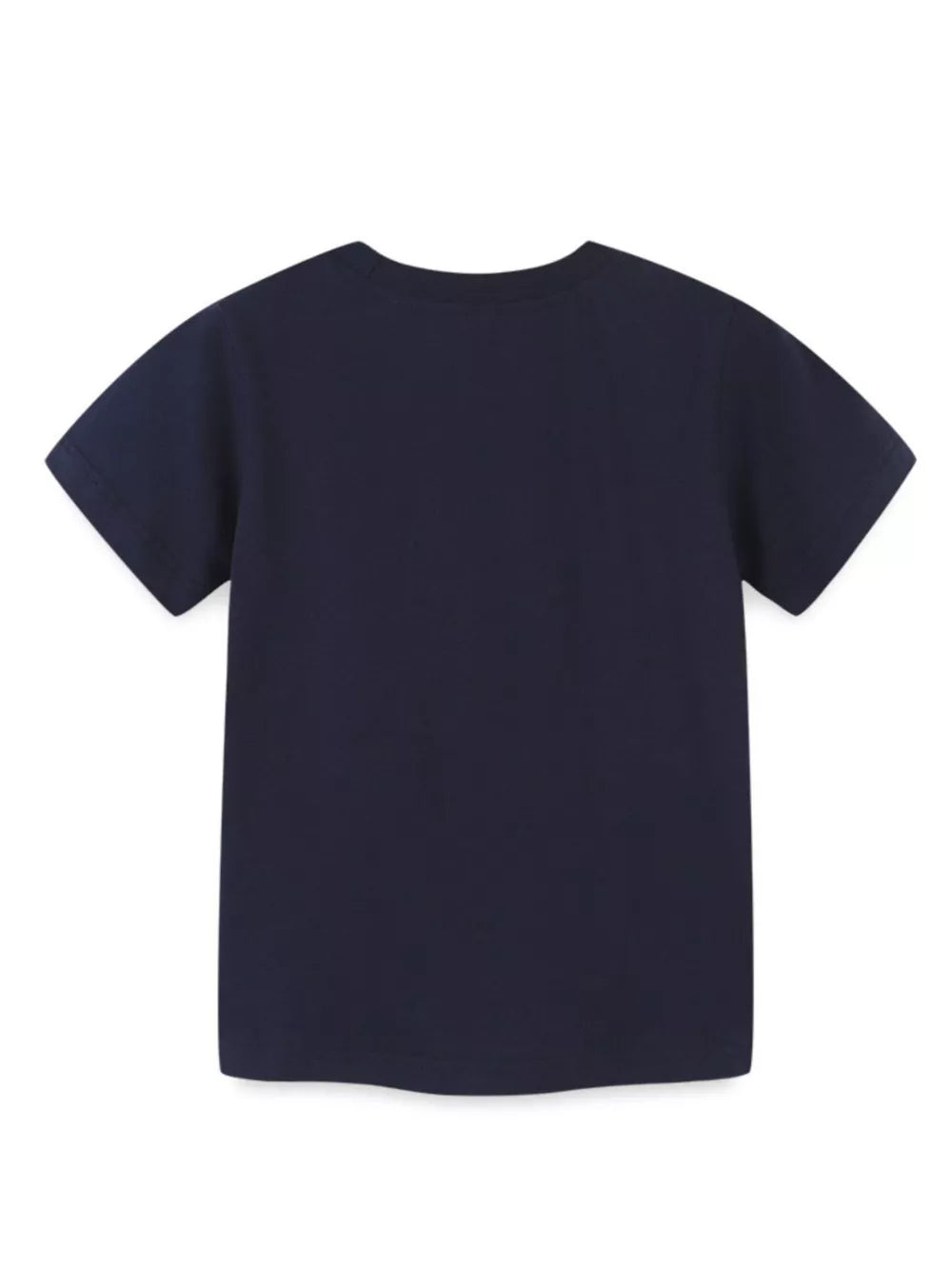 Navy blue toddler t-shirt with short sleeves and a crew neck.