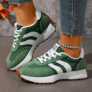Yellow Lace Up Round Toe Sneakers