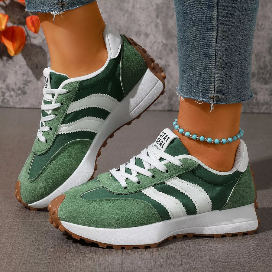 Yellow Lace Up Round Toe Sneakers