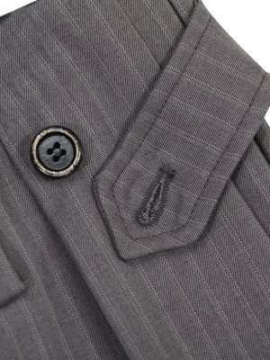Grey pinstripe sweatpants with button detail