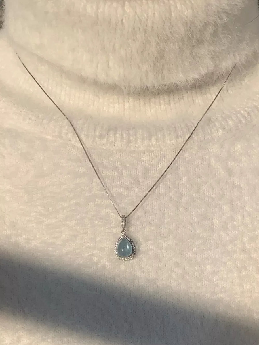 925 sterling silver,Crystal Care instructions: Avoid wearing during exercise, as necklace in light blue with straight