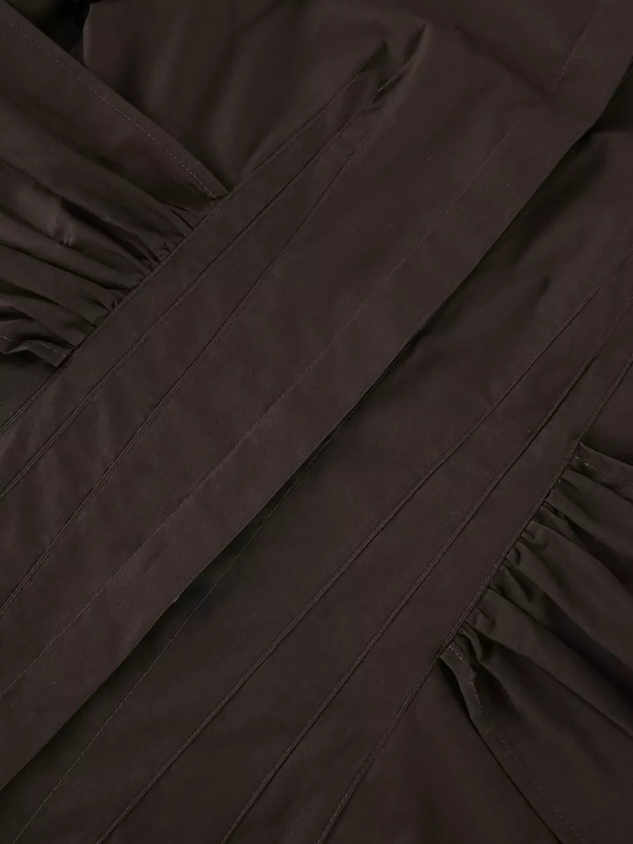 Slim-fit Ruched Waist Shirt in Brown