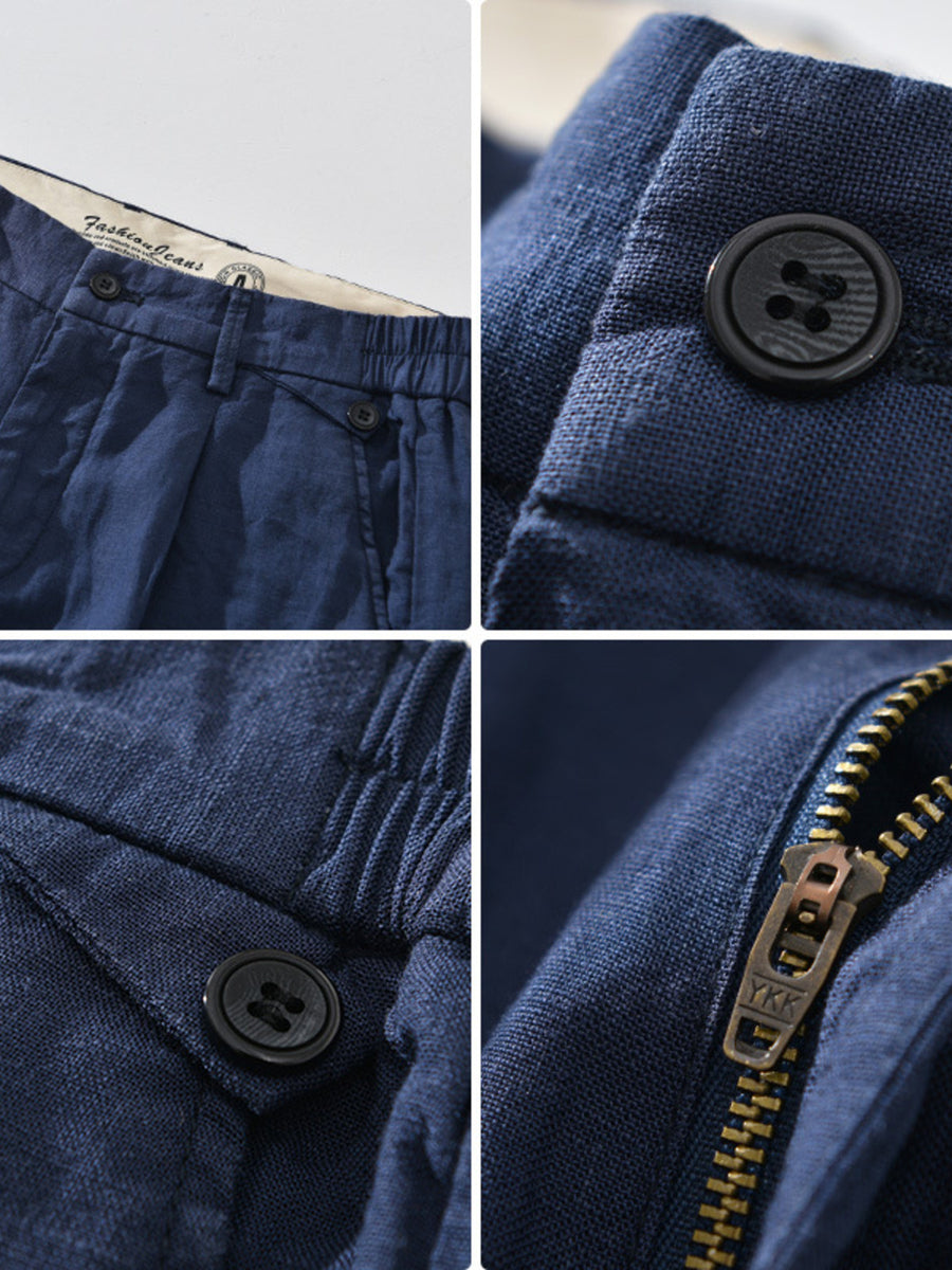 trousers in navy blue with pocketed and full-length