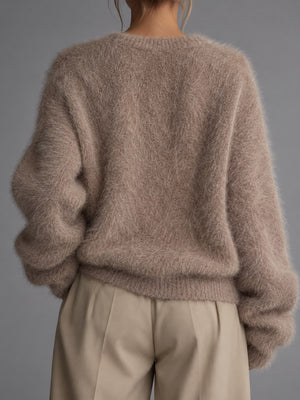 cardigan in Gray with v-neck and long sleeve