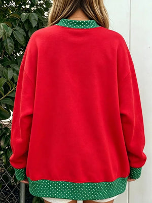 sweatshirt featuring polka dot in Red with 100% polyester Care instructions: Machine wash cold texture