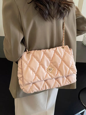 Pink Quilted Chain Shoulder Bag