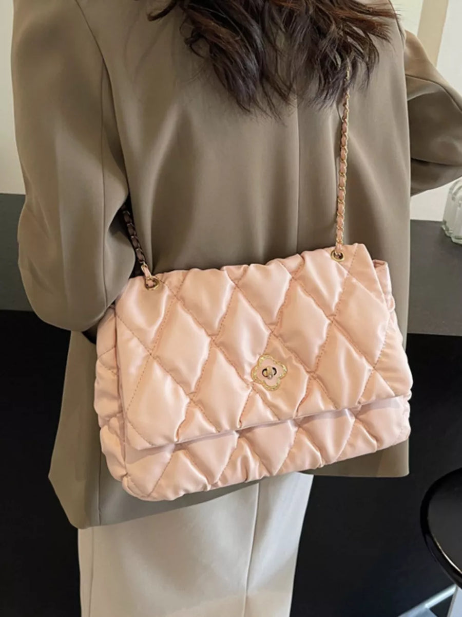 Pink Quilted Chain Shoulder Bag