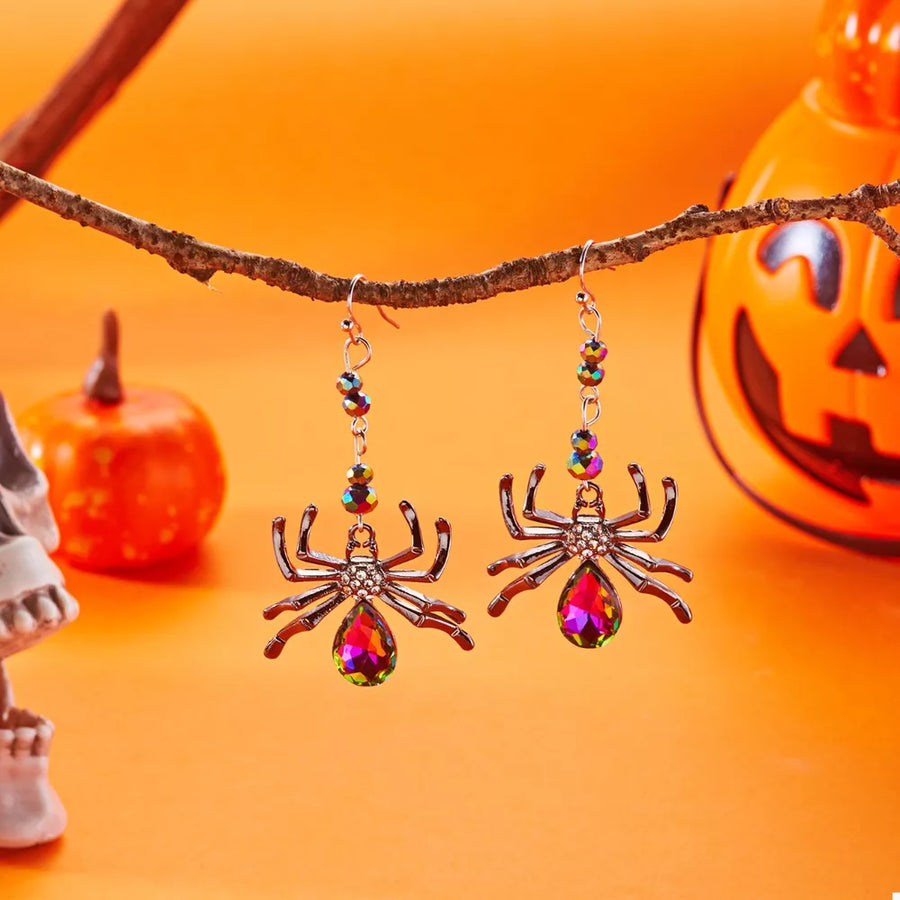 gunmetal earrings with dangle and hook-and-eye