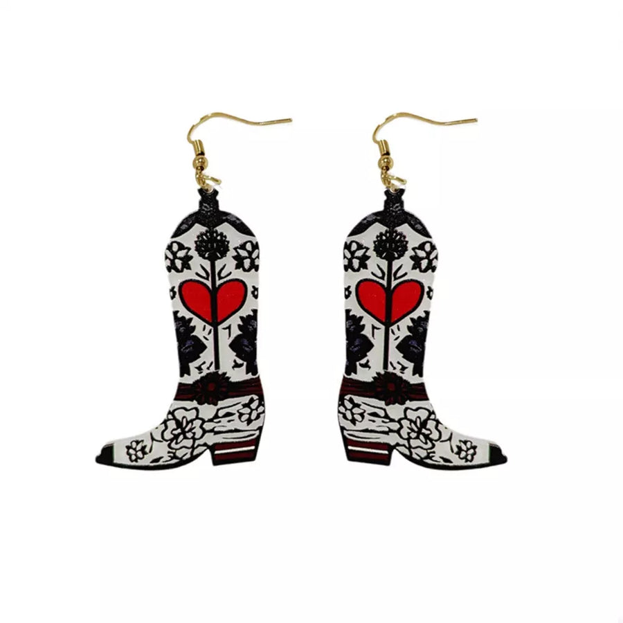 Red earrings with dangle and fish hook
