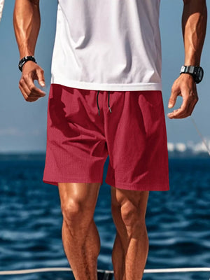 White Men's Drawstring Casual Shorts