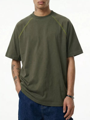 Army Green Men S Round Neck Short Sleeve T-shirt