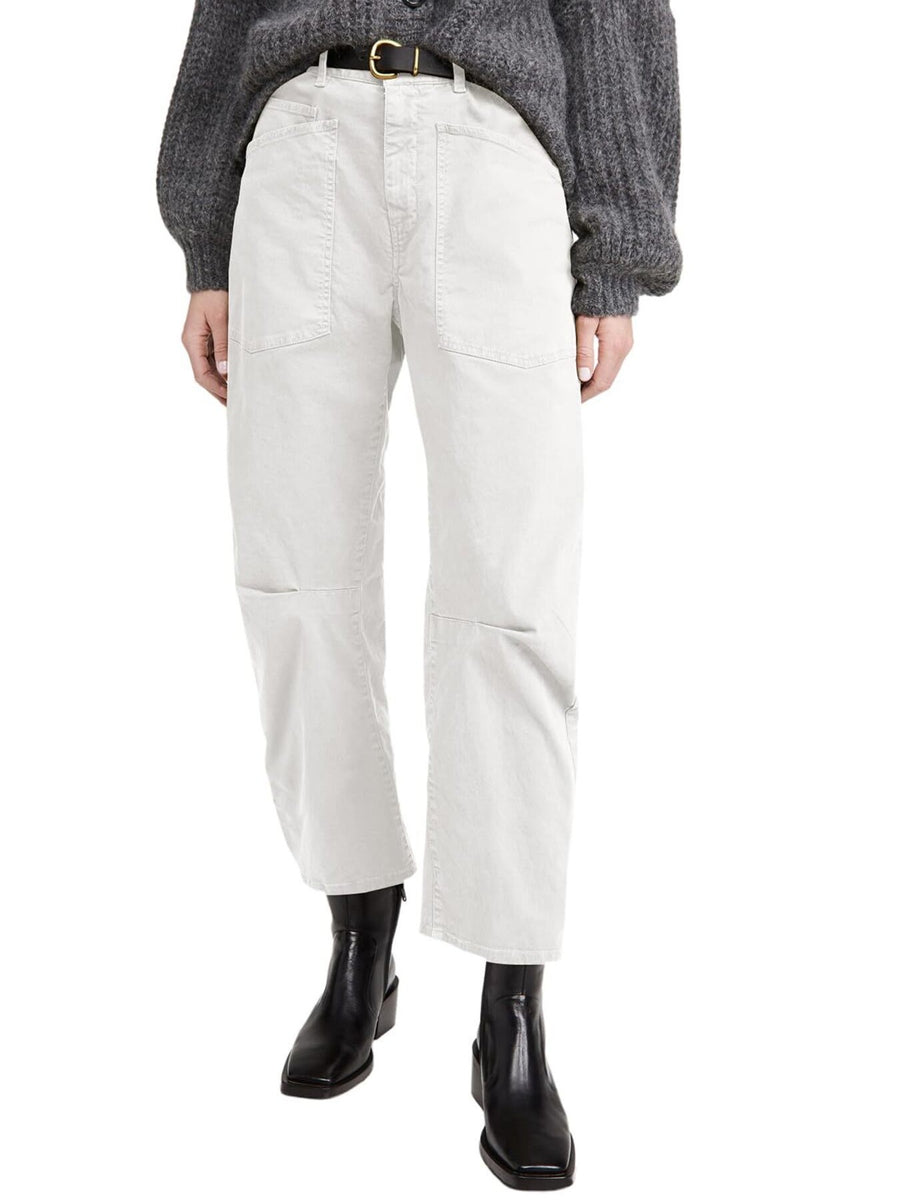 Wide-Leg Jeans With Patch Pockets in Medium Blue with pocketed