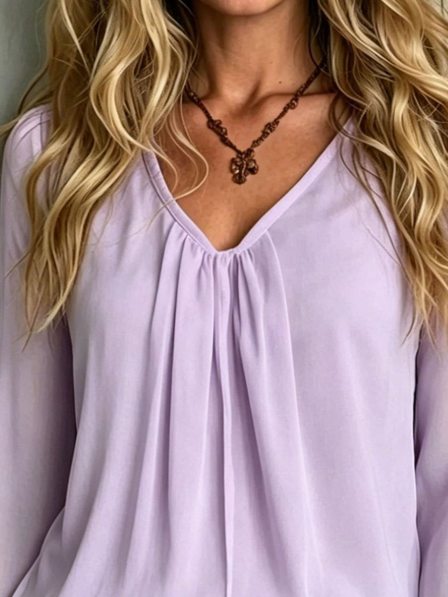 Pastel Yellow relaxed blouse with v-neck