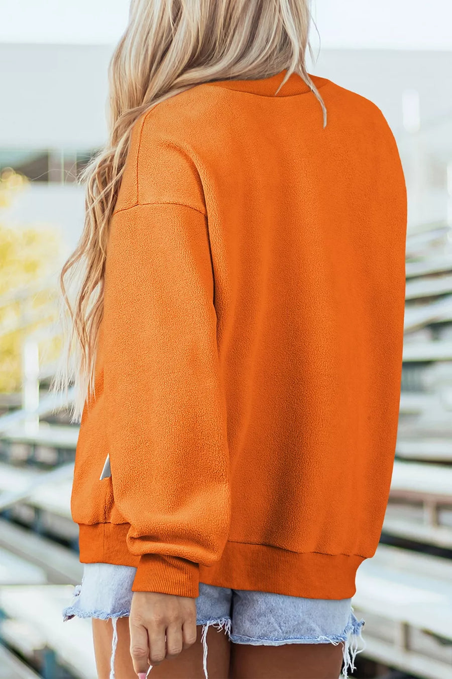 sweatshirt in Orange with graphic-print and oversized