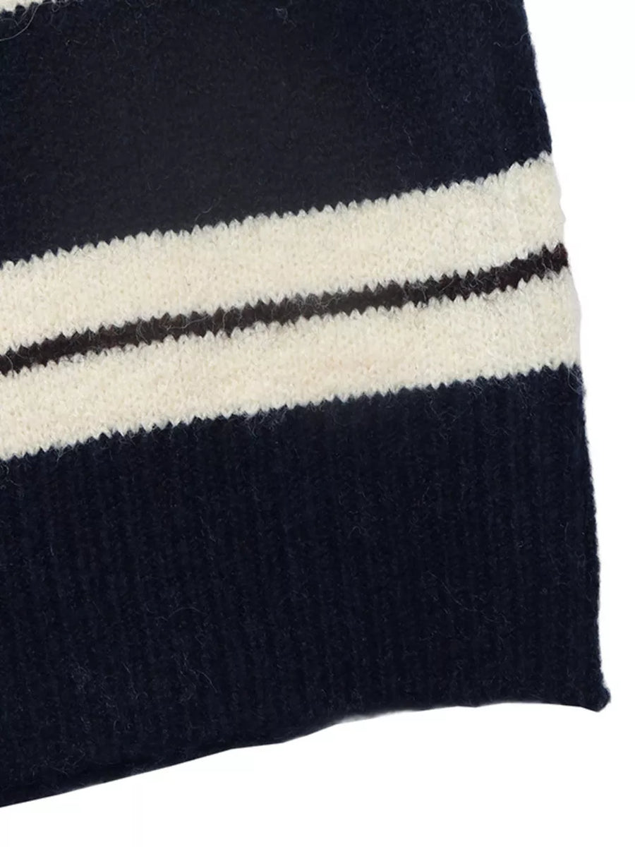 Striped Long Sleeve Button Detail Sweater option 7