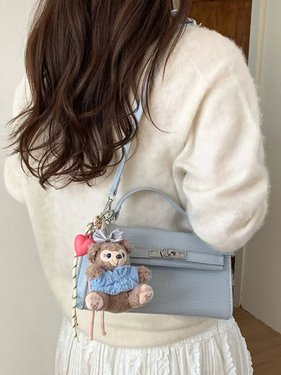 Croc-embossed Pu Leather Crossbody Bag in Pink