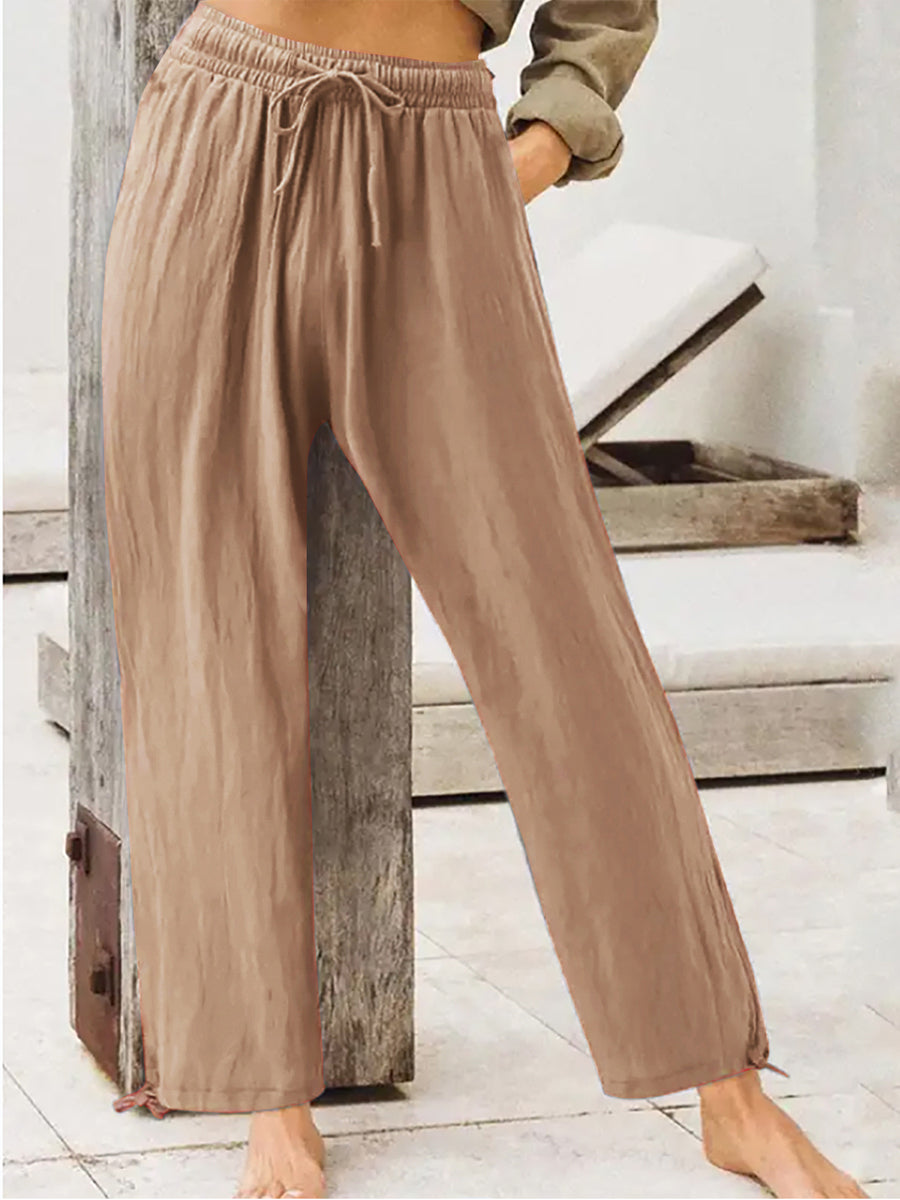 Full Size Casual Drawstring Wide-leg Pants in Dark Gray, view 12