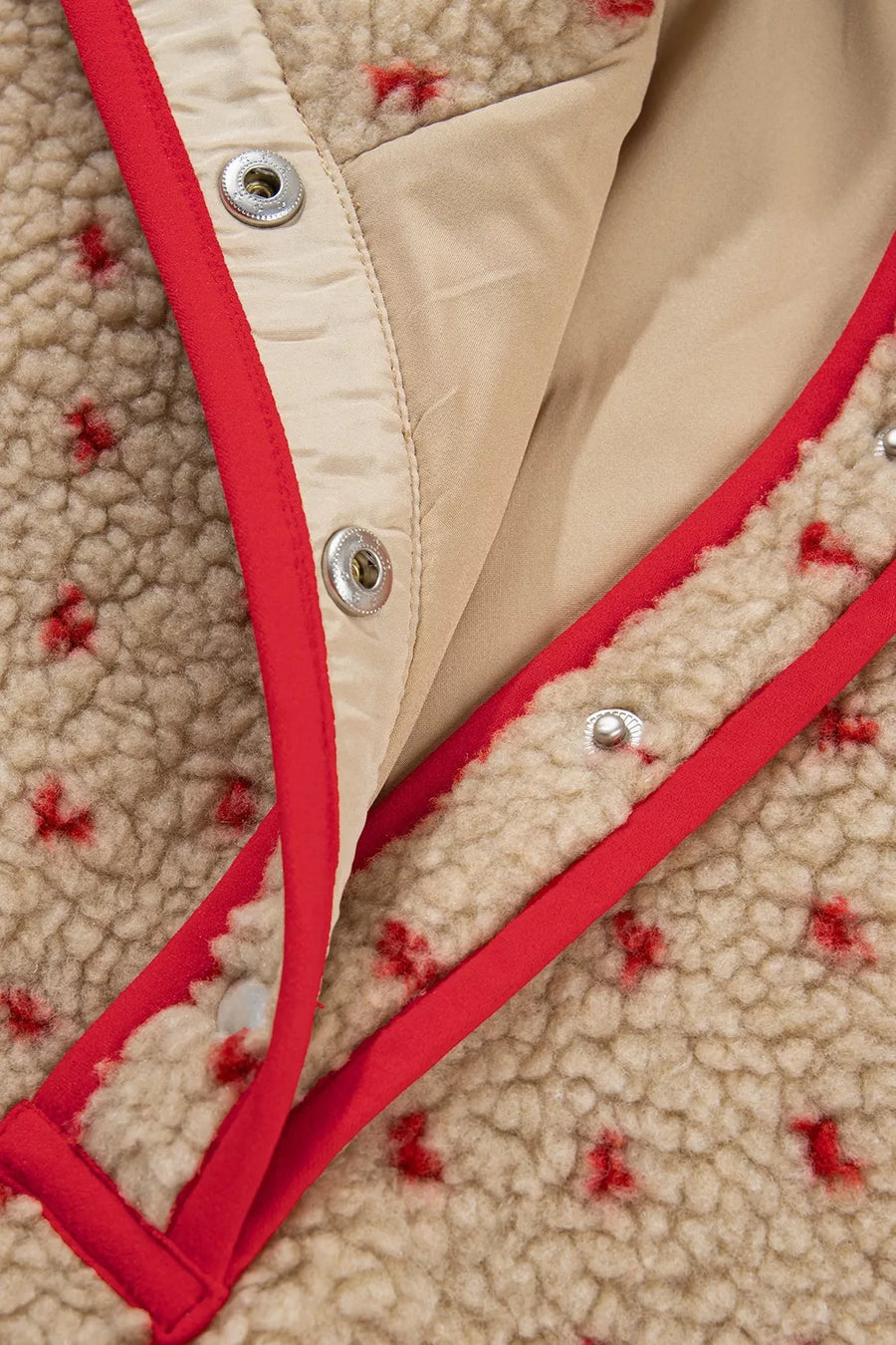 Heart Pattern Fleece Colorblock Collar Sweatshirt option 8