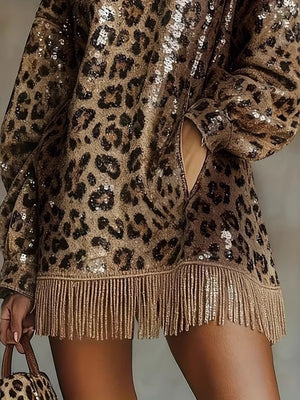 100% polyester Care instructions: Machine wash cold mini dress in brown with relaxed silhouette
