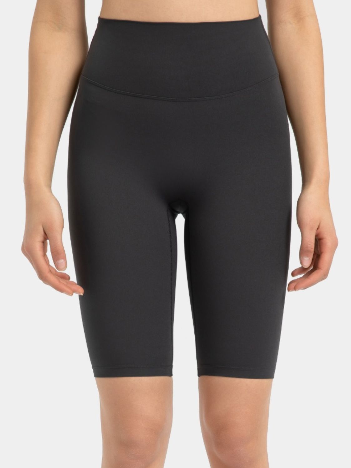 Sculpted Active Bike Shorts in Dark Gray with a high waist and seamless design.