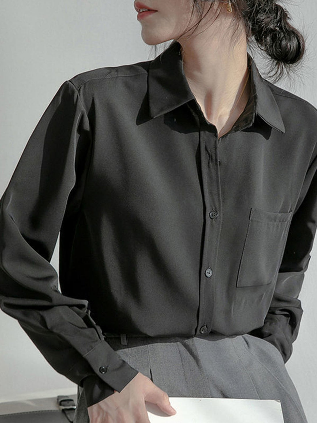 classic button-up shirt in White with collared