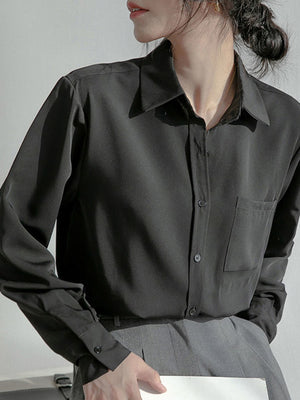 classic button-up shirt in White with collared