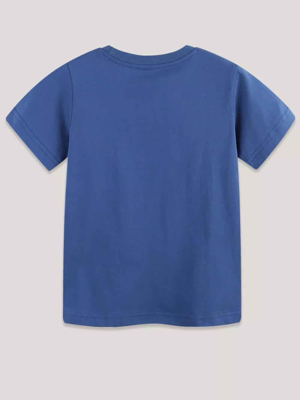 Blue crewneck t-shirt with short sleeves and a relaxed fit.