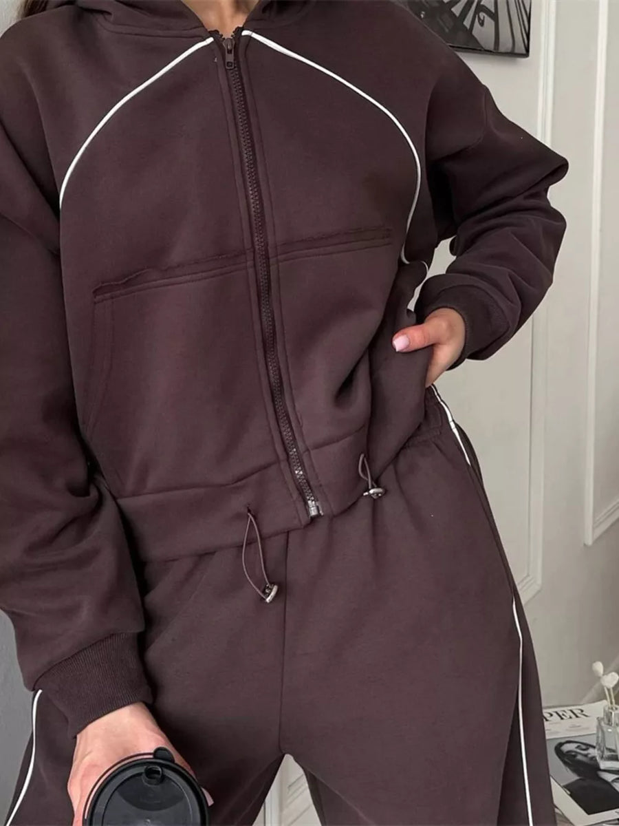 Light Blue lounge set with waist-length and zip-front