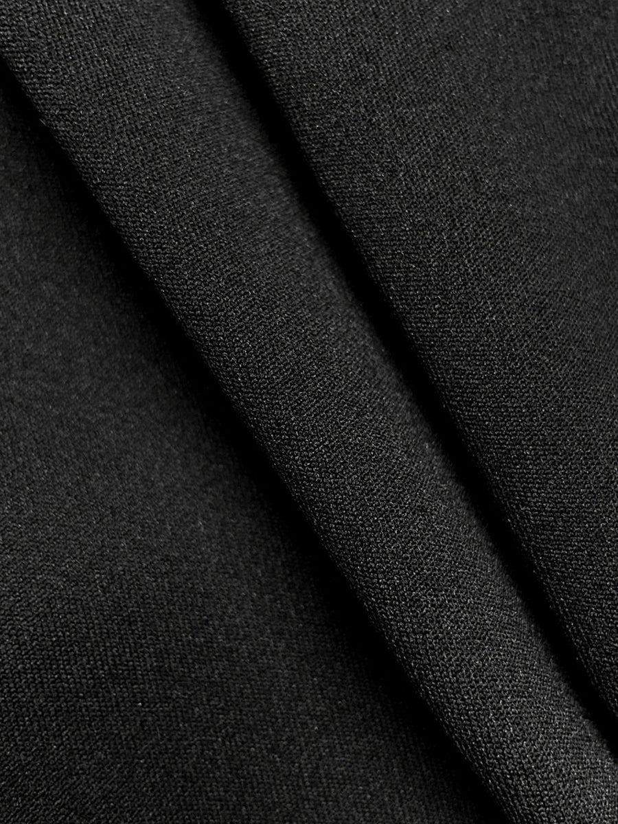 Black Drape-Front Blazer with Sculpted Silhouette
