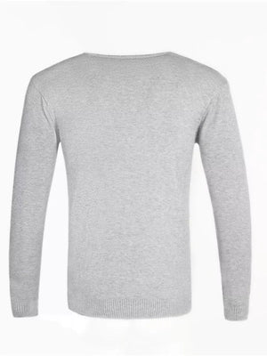 Men's Plus Size Solid Color Long Sleeve Knit Top in Beige White