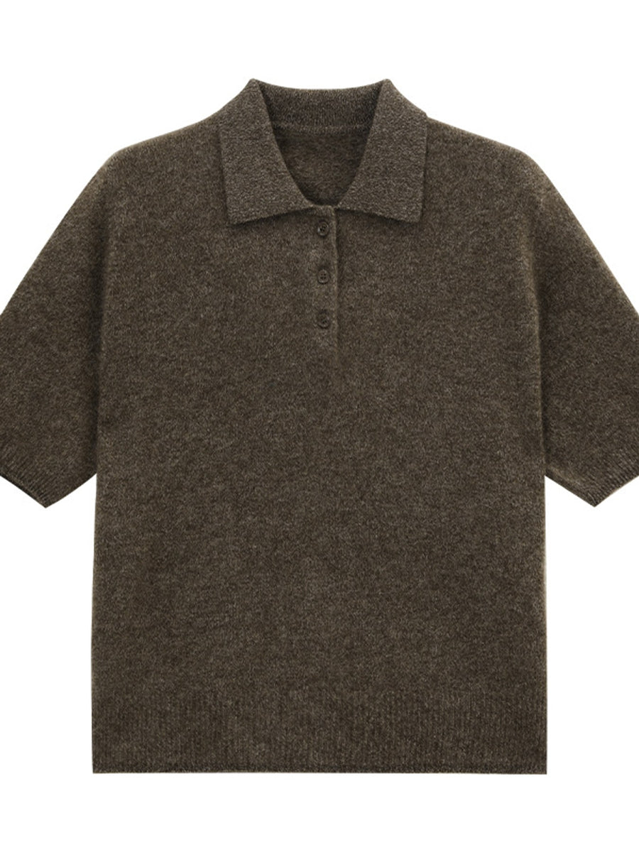 ivory polo shirt with hip-length and half-button