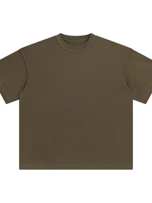 Urban Edge Half Sleeve Tee in Olive Brown with crew neck and relaxed fit.