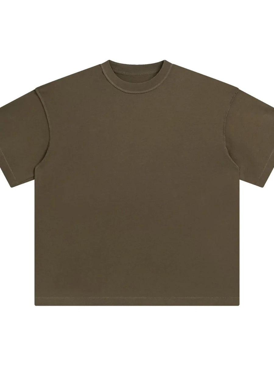 Urban Edge Half Sleeve Tee in Olive Brown with crew neck and relaxed fit.