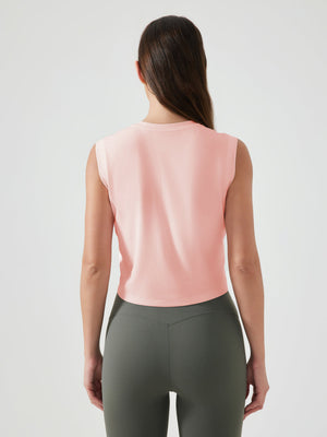 Watermelon pink Sculpted Crop Active Muscle Tee