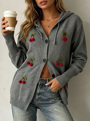 vintage-inspired cardigan in white with hooded