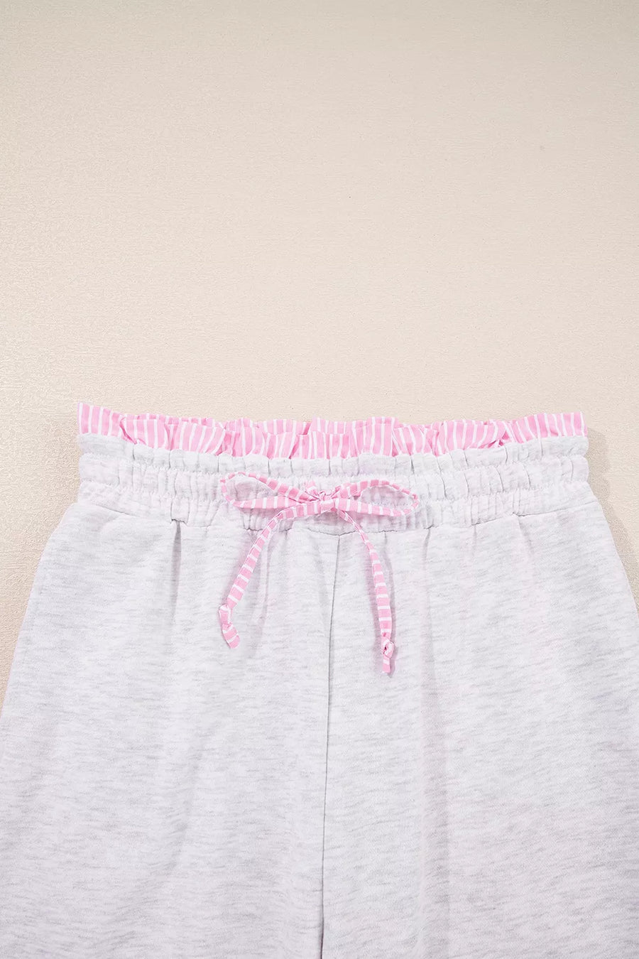 sweatshirt and sweatpants set in Light Gray with drawstring and hip-length, full-length