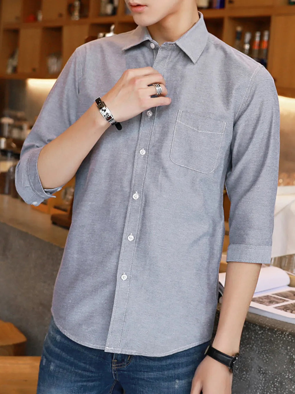 White Men's Plus Size Casual Button Up Shirt