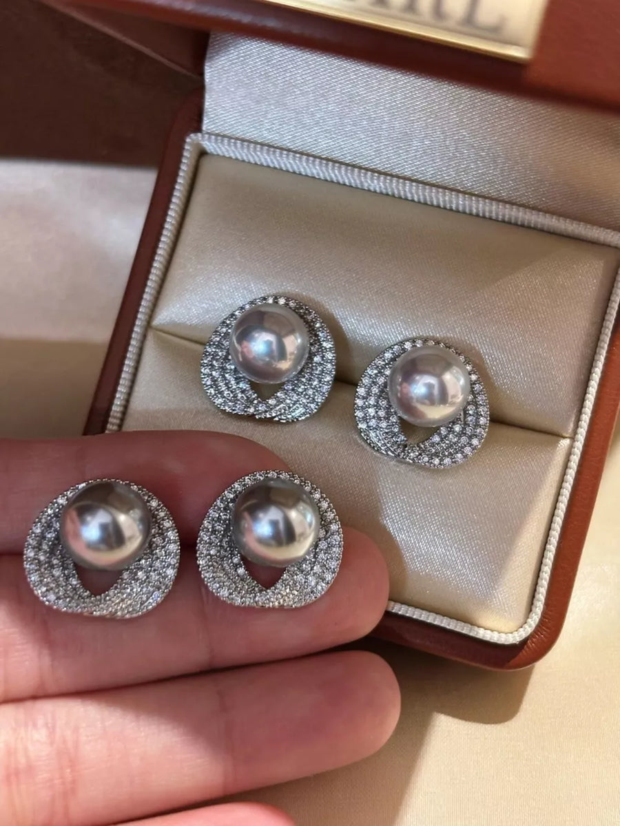 Synthetic Pearl,925 silver needle,Zircon Care instructions: Avoid wearing during earrings in silver with regular silhouette