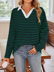 black t-shirt with pullover and striped