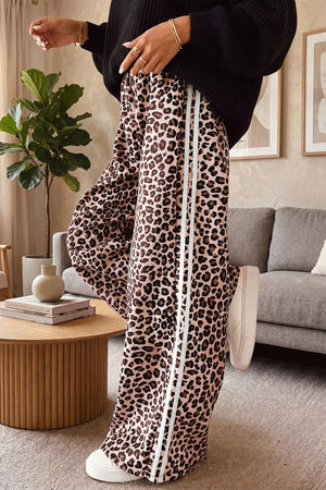 Leopard Print Side Striped Wide Leg Pants in this colorway