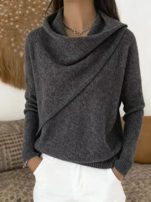 Sky Blue pullover sweater with hip-length and pullover