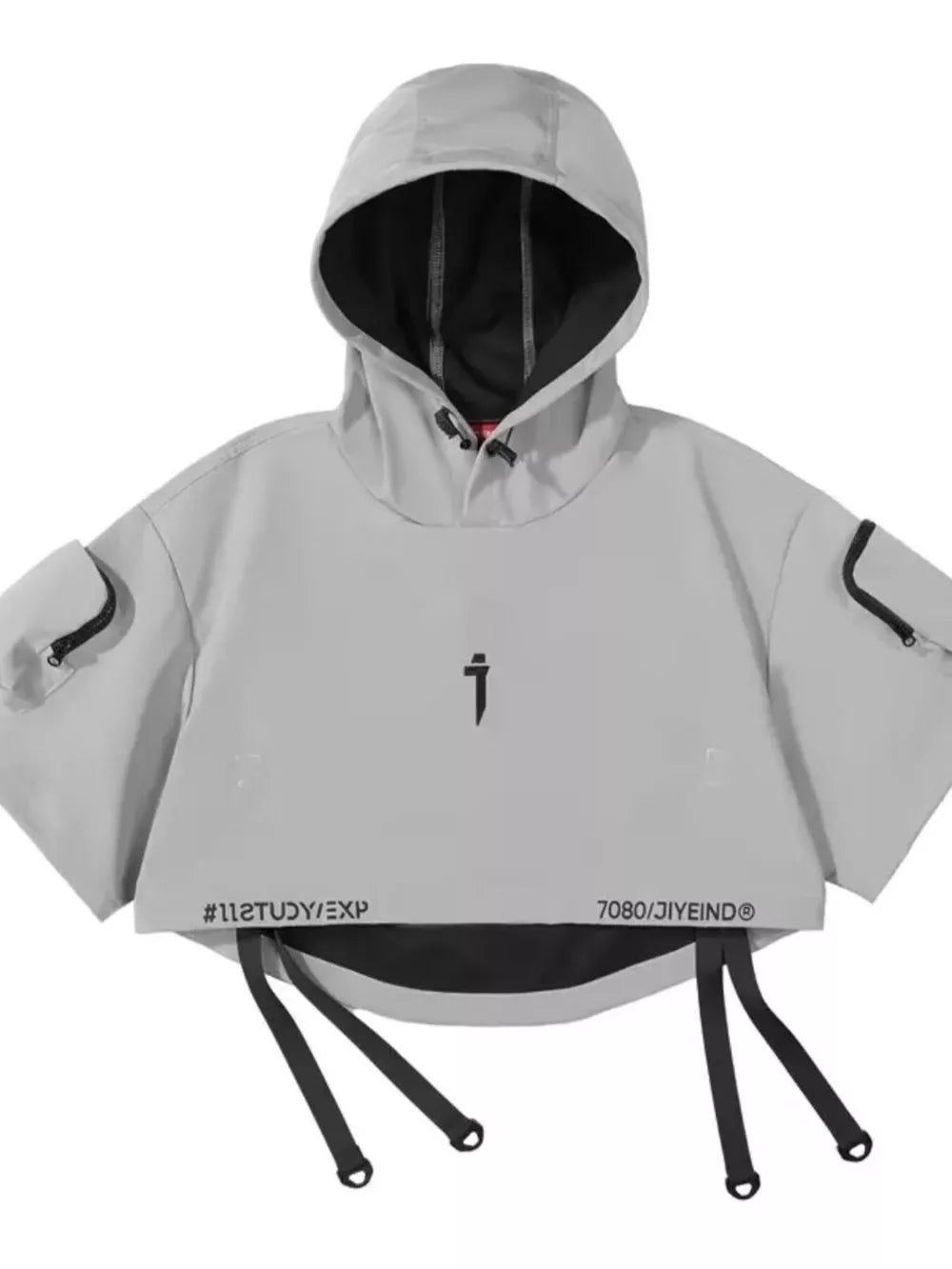 Grey with Men's Oversized Cropped Hoodie