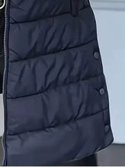 olive green straight puffer vest with hooded