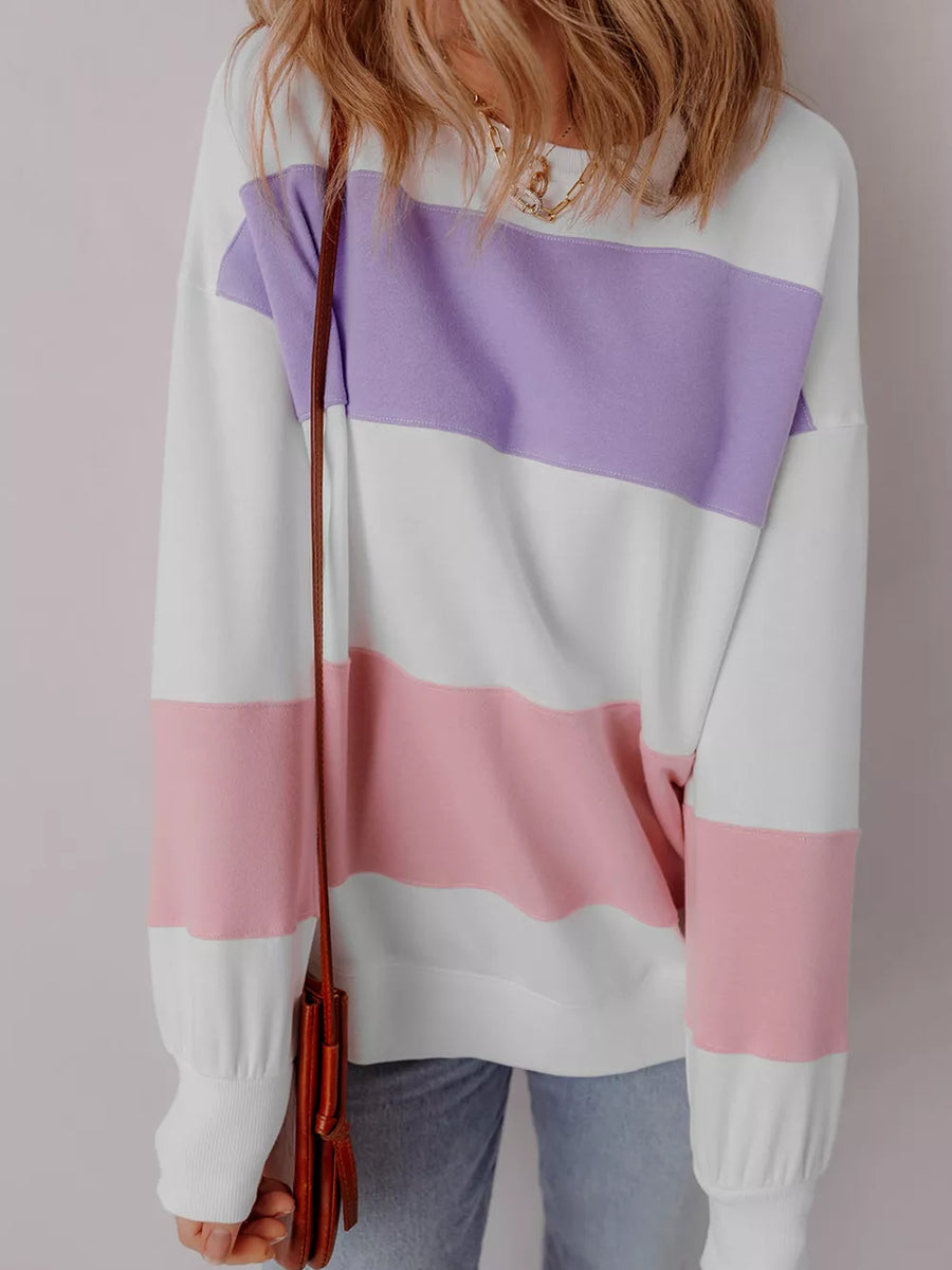 Colorblock Patchwork Drop Shoulder Sweatshirt option 5