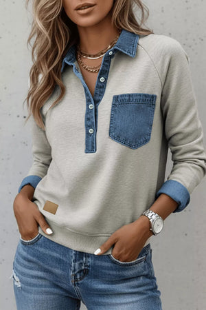 polo shirt in light gray featuring buttoned and regular fit