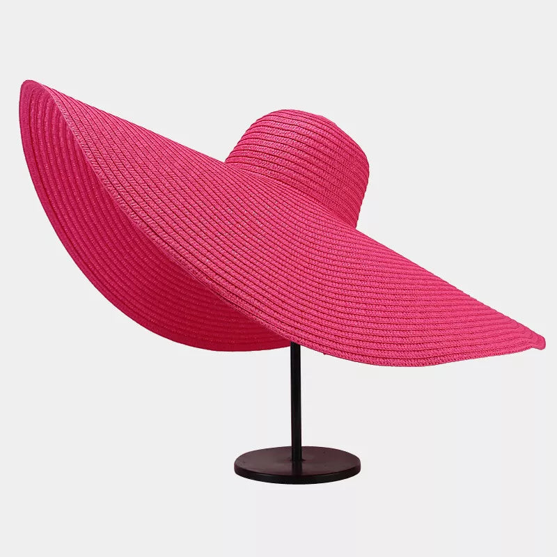 Oversized Wide Brim Straw Sun Hat in Yellow with wide brim