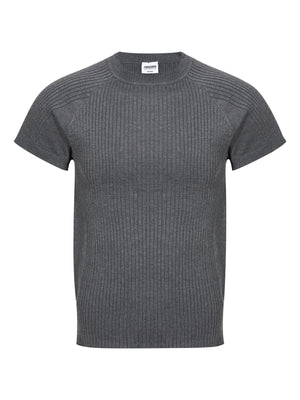 t-shirt in charcoal featuring ribbed and slim fit