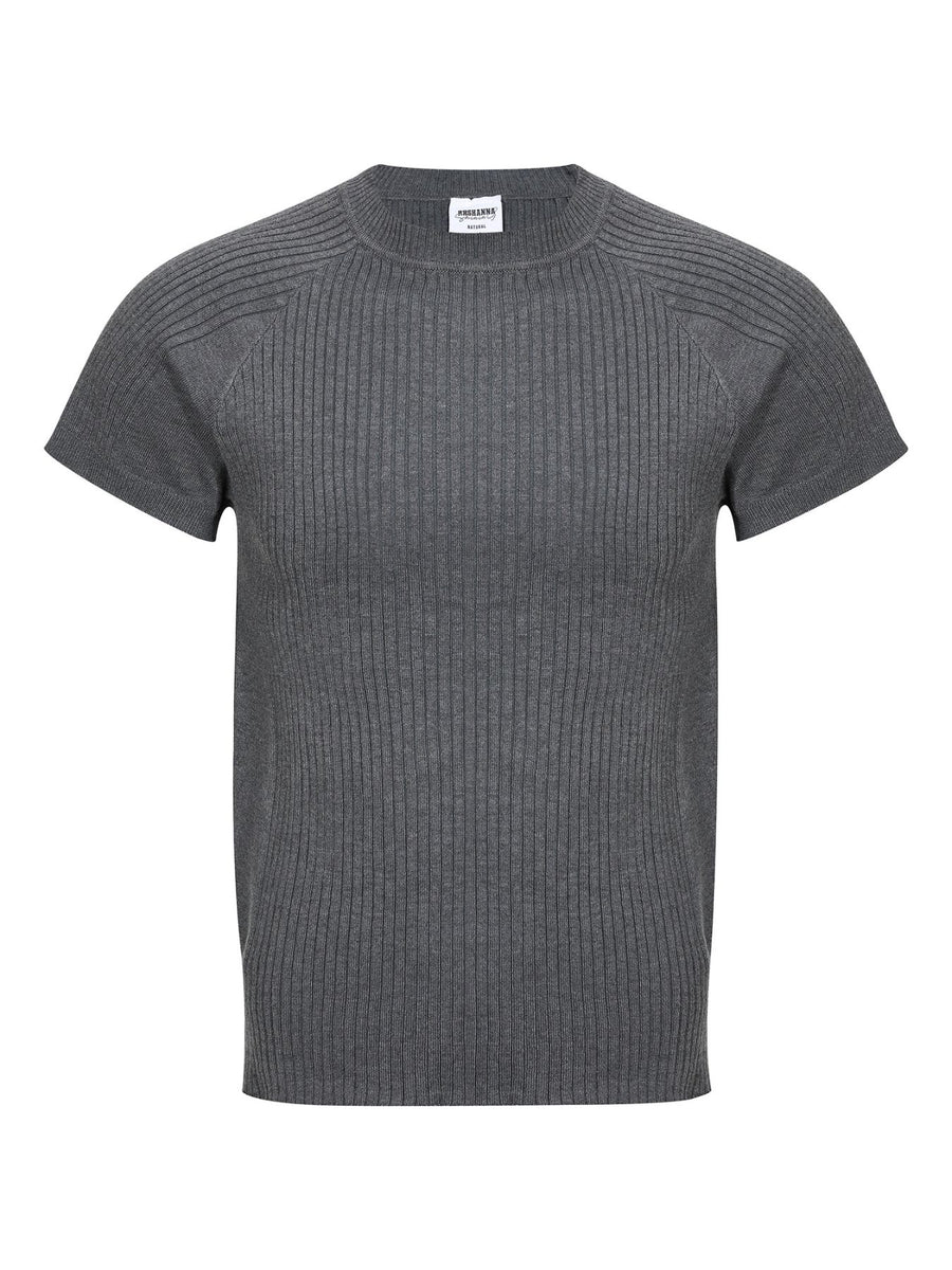 t-shirt in charcoal featuring ribbed and slim fit
