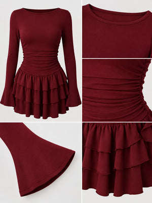 mini dress in Red with layered and mini