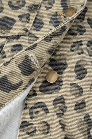 Leopard regular denim jacket with collared